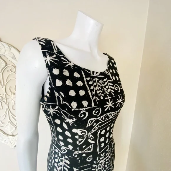 George Georgiou | Womens Vintage Black/White Silk Pattern Shift Dress | Size: M - Picture 3 of 8